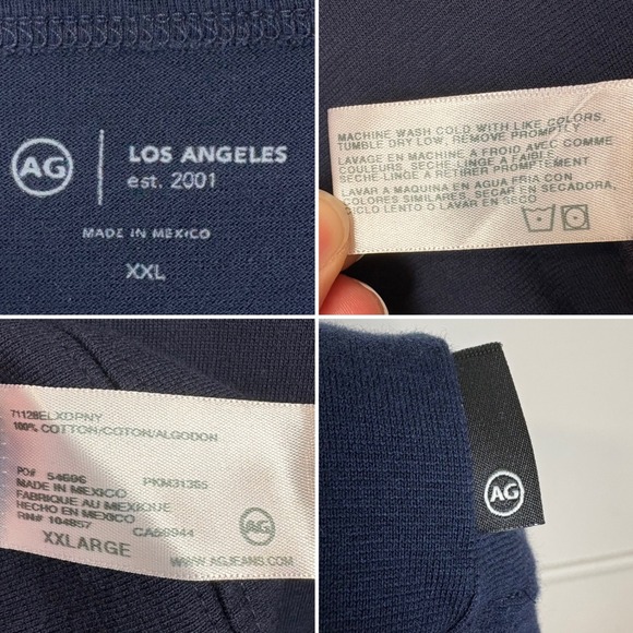 AG Jeans Men's Wesley Relaxed Crewneck Pullover Size XXL Navy Blue Preppy Loose - Picture 13 of 13